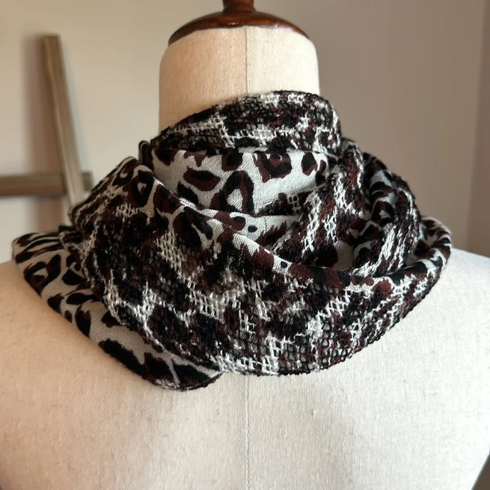 Collections Eighteen Animal Print Scarf with Fringe
